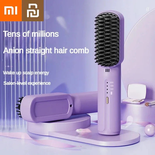 Mini Hair Straighteners 2600mAh Wireless Hot Comb And Straightening Brush Hair Styling Appliances Home Hot Comb