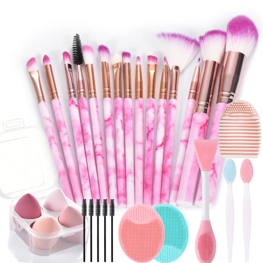 Marble makeup brushes set with makeup sponges with Face washing brush make up brushes makeup tools