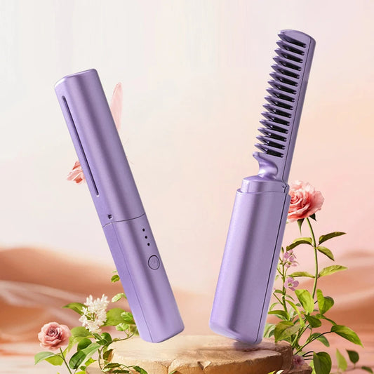 Hair Straightener Curler Charging Wet Dry Electric Hot Heating Comb Hair Flat Iron Straightening Styling Tool Home Appliances